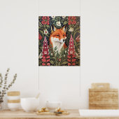 Fox and Foxglove Bloemen William Morris Geïnspiree Poster (Keuken)