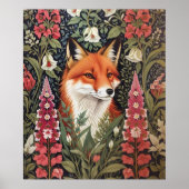 Fox and Foxglove Bloemen William Morris Geïnspiree Poster (Voorkant)