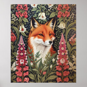 Fox and Foxglove Bloemen William Morris Geïnspiree Poster