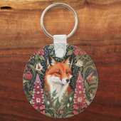 Fox and Foxglove Bloemen William Morris Geïnspiree Sleutelhanger (Achterkant)
