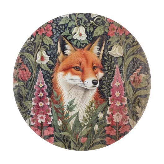 Fox and Foxglove Bloemen William Morris Geïnspiree Snijplank (Voorkant)