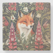Fox and Foxglove Bloemen William Morris Geïnspiree Stenen Onderzetter (Voorkant)