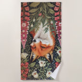 Fox and Foxglove Bloemen William Morris Geïnspiree Strandlaken (Voorkant)