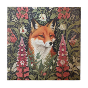 Fox and Foxglove Bloemen William Morris Geïnspiree Tegeltje
