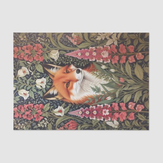 Fox and Foxglove Bloemen William Morris Geïnspiree Tissuepapier (Voorkant)