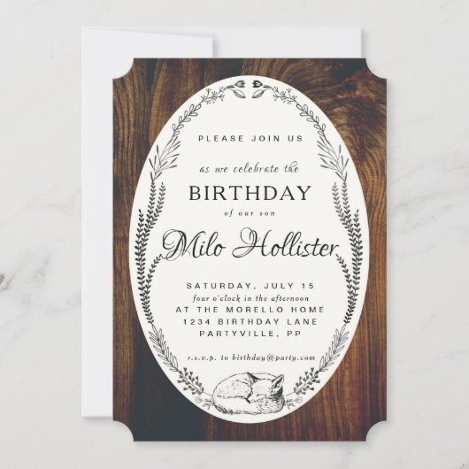 Fox and Laurel Wood Birthday-uitnodiging Kaart (Voorkant)