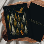 Fox and Owl Forest Kerstmis gepersonaliseerd Feestdagenkaart