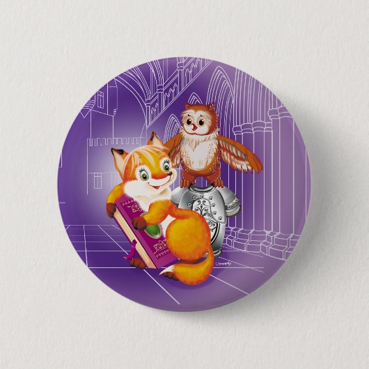 fox and owl ronde button 5,7 cm (Voorkant)