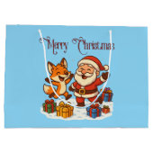 Fox and Santa Christmas Gift Bag Groot Cadeauzakje (Achterkant)