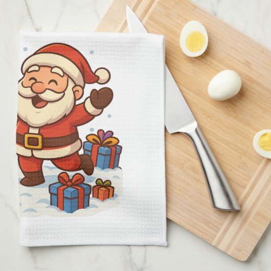 Fox and Santa Christmas Kitchen Towels Theedoek (Quarter Fold)