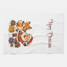 Fox and Santa Christmas Kitchen Towels Theedoek