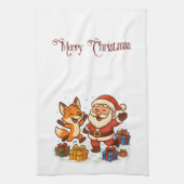 Fox and Santa Christmas Kitchen Towels Theedoek (Verticaal)
