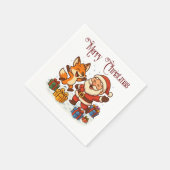 Fox and Santa Christmas Paper Napkin Servet (Hoek)