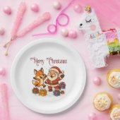 Fox and Santa Christmas Paper Plate Papieren Bordje (Feest)