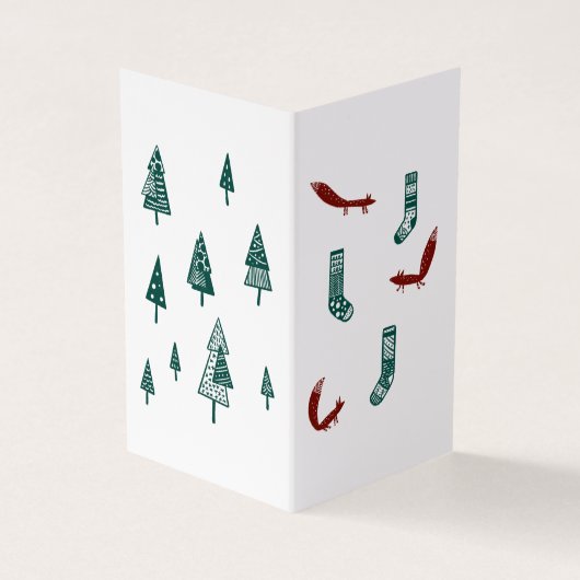 Fox and Tree Christmas Card: Simple Kaart (Buitenkant)