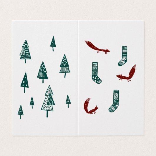 Fox and Tree Christmas Card: Simple Kaart (Buitenkant ongevouwen)