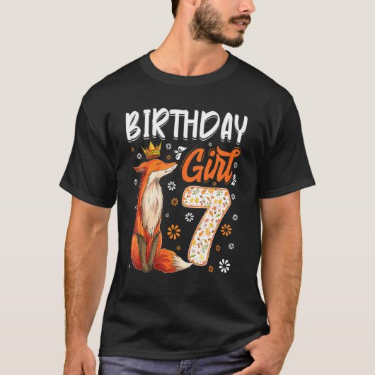 Fox Animal 7th Birthday Girl Fox B Dag 7 T-shirt (Voorkant)