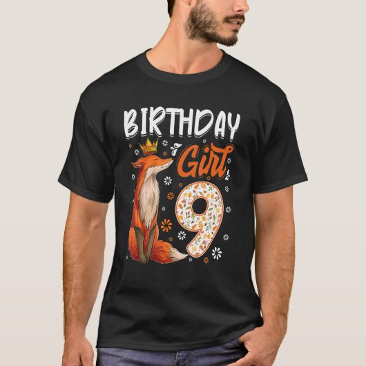 Fox Animal 9th Birthday Girl Fox B Dag 9 T-shirt (Voorkant)
