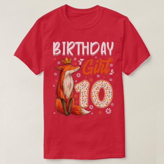Fox Animal Lovers 10th Birthday Girl Fox Bday 10 y T-shirt (Design voorkant)