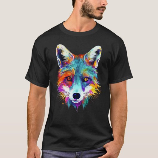 Fox - Animal Motif Art Colourful Animal Fox T-shirt (Voorkant)