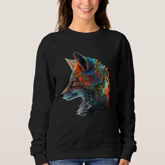 Fox Animal Motif Fantasy Colourful Fox Trui (Voorkant)
