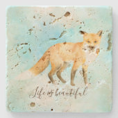 Fox Aqua Mint Waterverf Onderzetter (Voorkant)