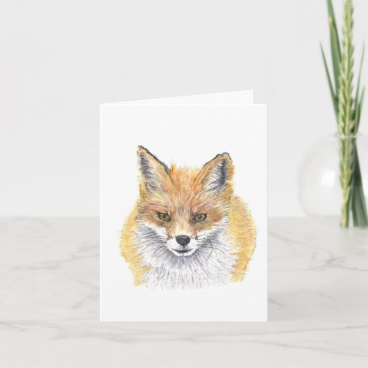 Fox Aquarel kaart - Van handgeschilderd origineel (Voorkant)