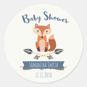 Fox Arrows Baby shower Favor Sticker