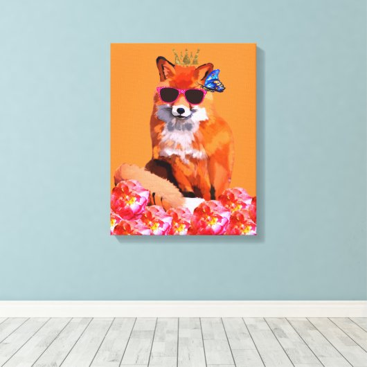 Fox Art Canvas Print (Insitu (Houten vloer))
