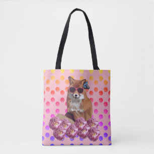 Fox Art en stippen en stippen Canvas tas