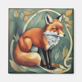 Fox Art Nouveau magneet