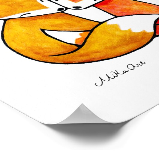 Fox Art Print Red Fox Couple Illustration Poster (Hoek)