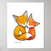 Fox Art Print Red Fox Couple Illustration Poster (Voorkant)