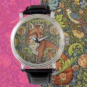 Fox Art Watch, monogram, William Morris, Vintage Horloge