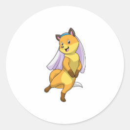 Fox as Bride with Veil Ronde Sticker
