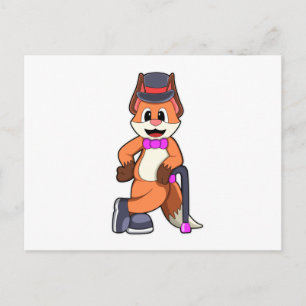 Fox as Gentleman with Pet & Stick Briefkaart