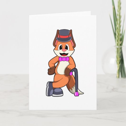 Fox as Gentleman with Pet & Stick Kaart (Voorkant)