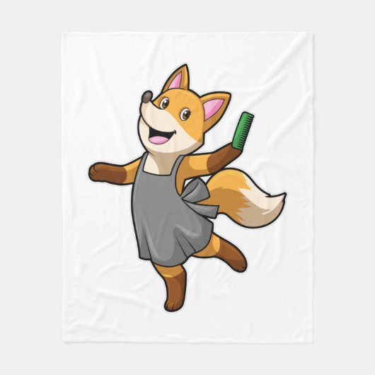 Fox as Hairdresser with Scissors Fleece Deken (Voorkant)