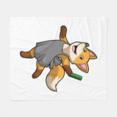 Fox as Hairdresser with Scissors Fleece Deken (Voorkant (Horizontaal))