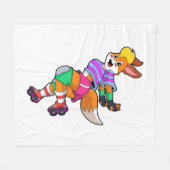 Fox as Inline Skater with Inline Skates Fleece Deken (Voorkant (Horizontaal))