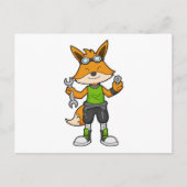 Fox as Mechanic with Wrench & Nut Briefkaart (Voorkant)