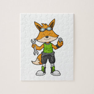 Fox as Mechanic with Wrench & Nut Legpuzzel