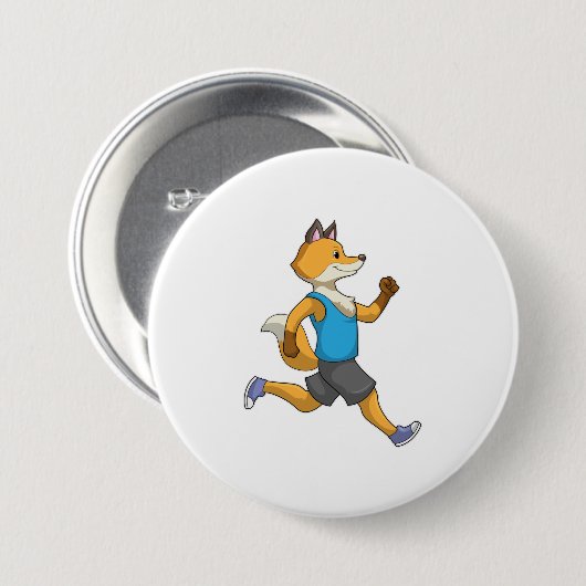 Fox as Runner at Running Ronde Button 7,6 Cm (Voorkant /achterkant)