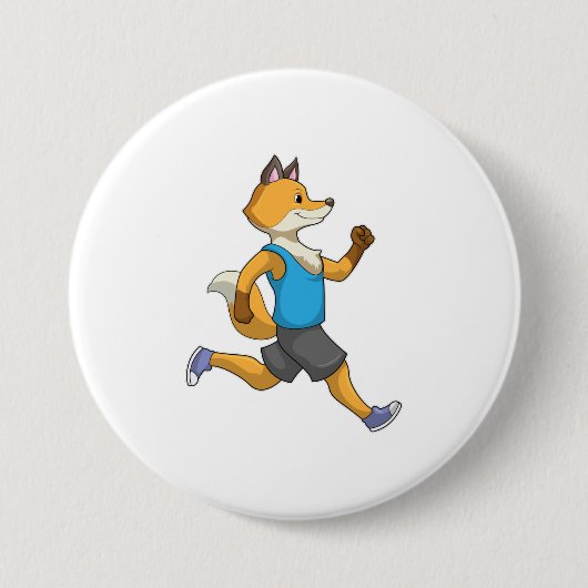 Fox as Runner at Running Ronde Button 7,6 Cm (Voorkant)