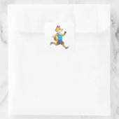 Fox as Runner at Running Vierkante Sticker (Tas)