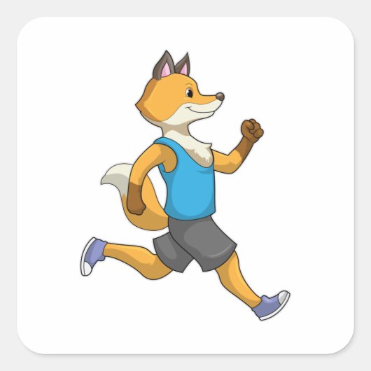 Fox as Runner at Running Vierkante Sticker (Voorkant)