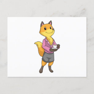 Fox as Secretary with Coffee Cup Briefkaart