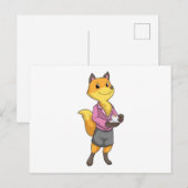 Fox as Secretary with Coffee Cup Briefkaart (Voorkant / Achterkant)