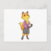 Fox as Secretary with Coffee Cup Briefkaart (Voorkant)