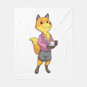 Fox as Secretary with Coffee Cup Fleece Deken
